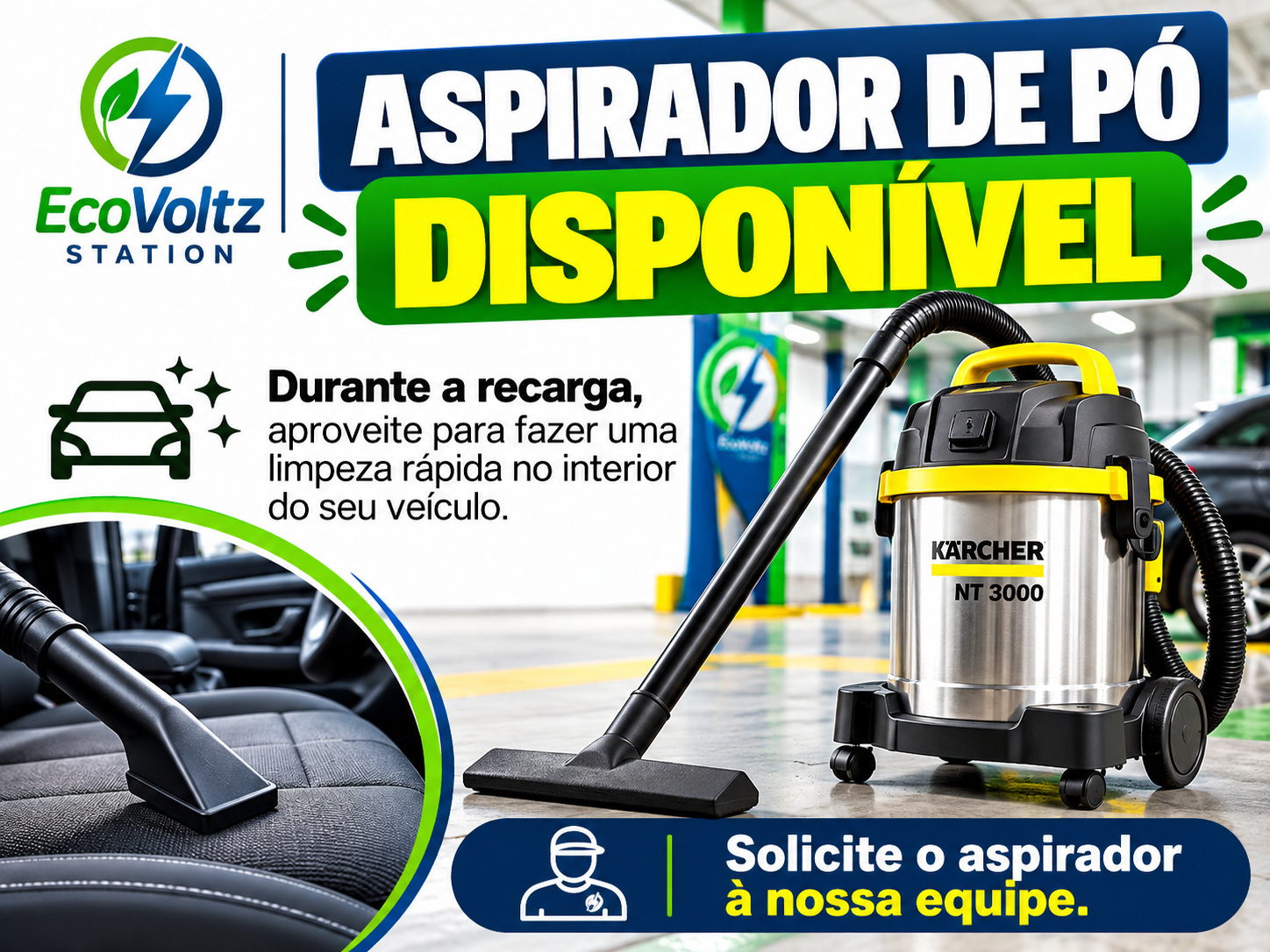 Informativo do empréstimo de aspirador de pó EcoVoltz